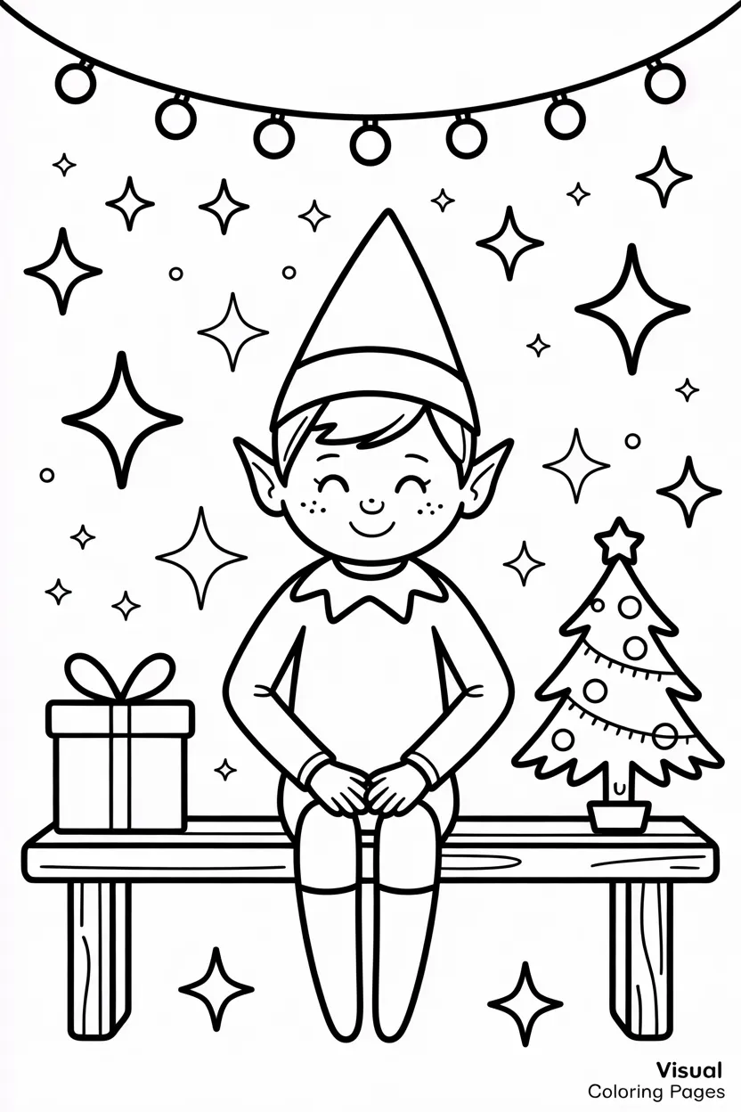 easy to color elf on the shelf for preschoolers