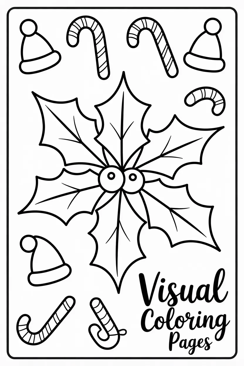easy to color mistletoe for preschoolers with candy canes