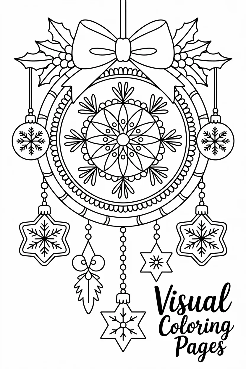 elegant mandala dreamcatcher with mistletoe garland and baubles