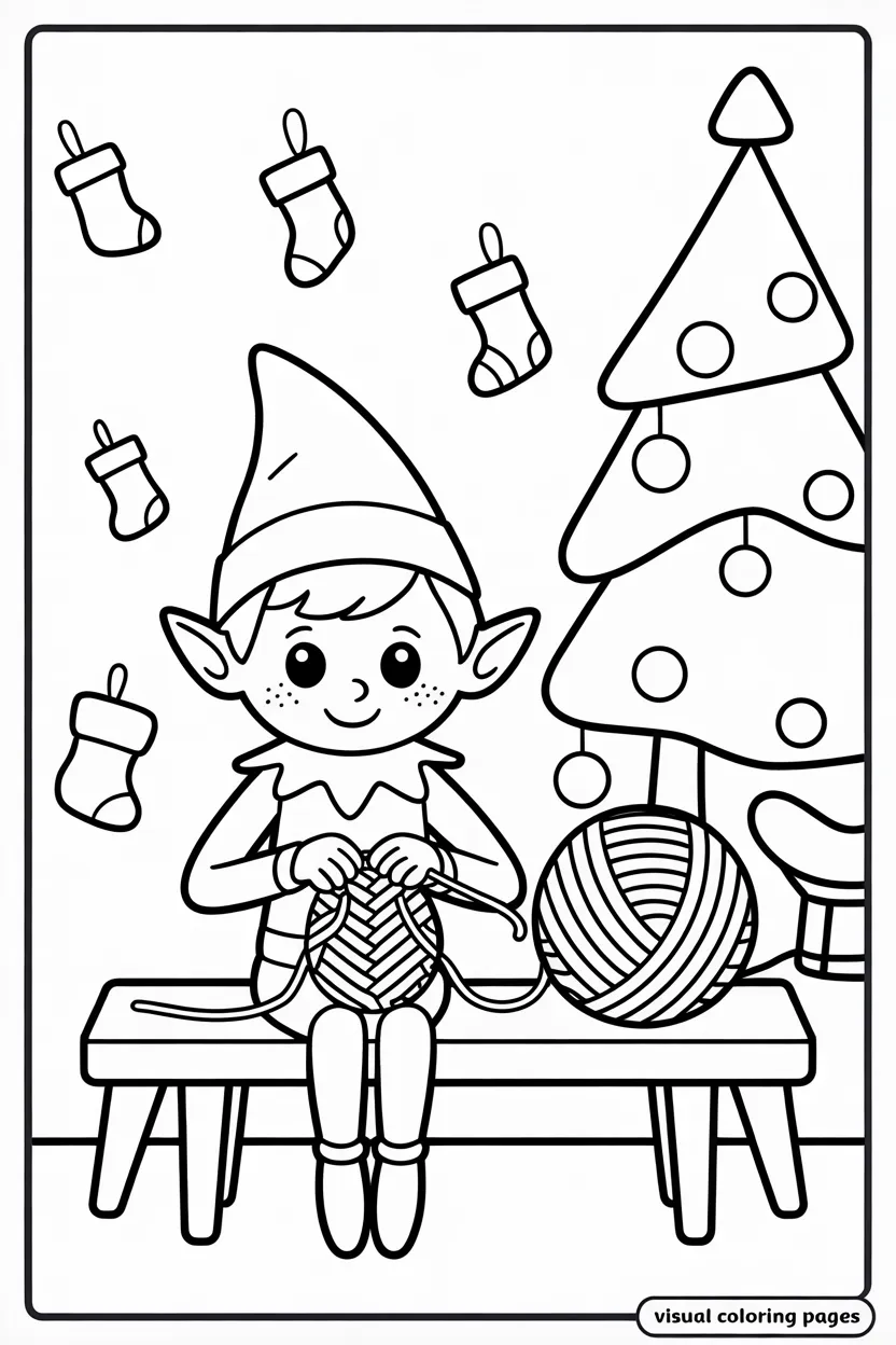 elf on the shelf knitting coloring sheet