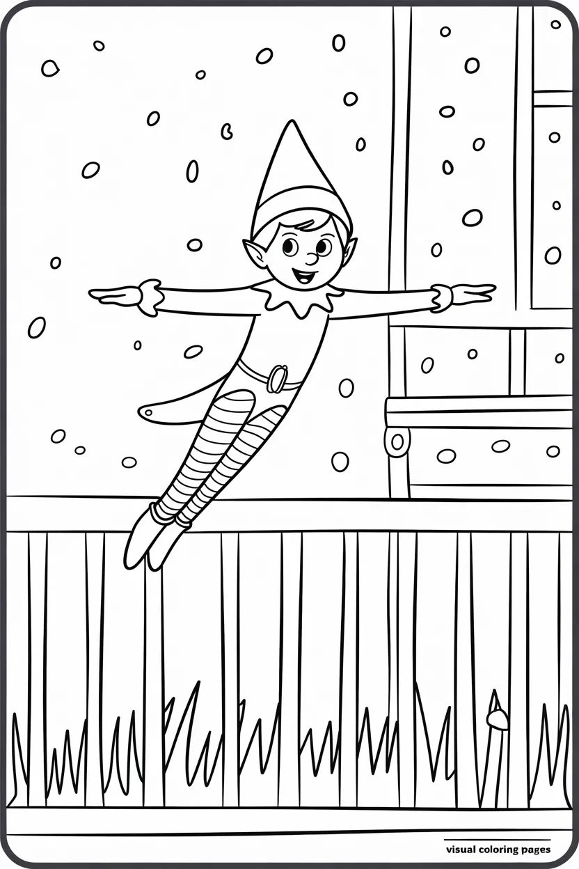 elf on the shelf sliding down stair railing with christmas garland