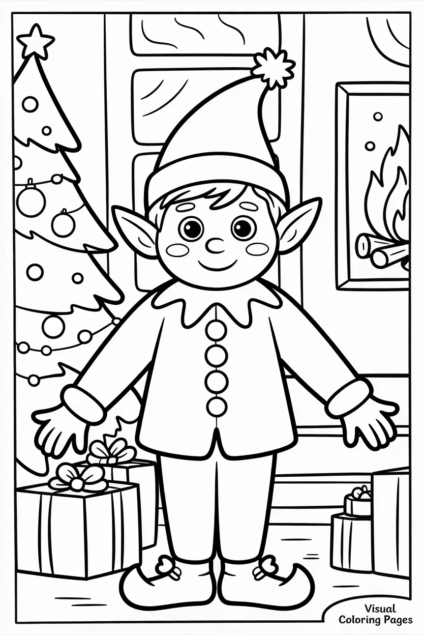 elf on the shelf with bells to color