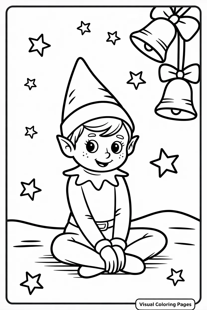 elf sitting on the snow with bell
