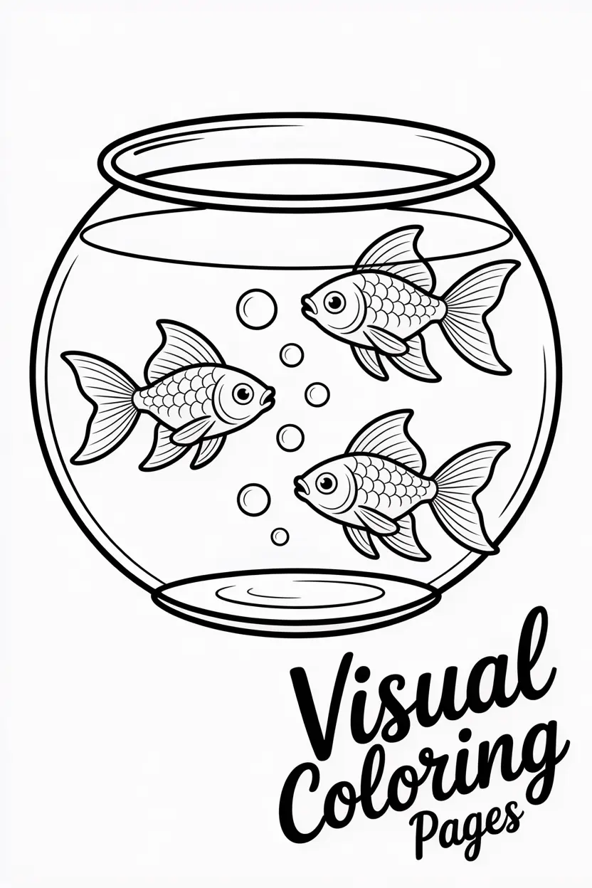 fishbowl with two goldfish and bubbles