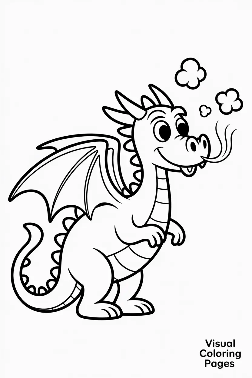 friendly dragon blowing tiny puffs of smoke