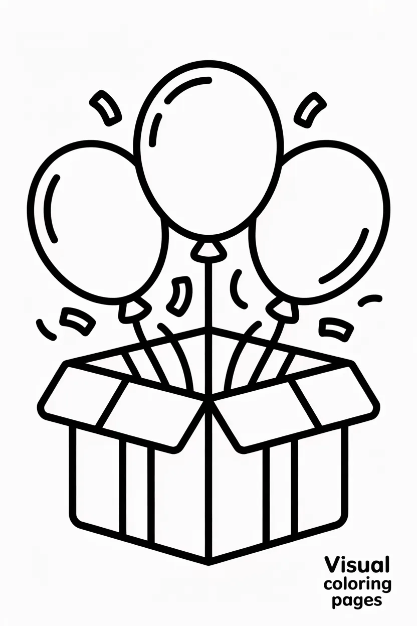 gift box with balloons and confetti bursting out