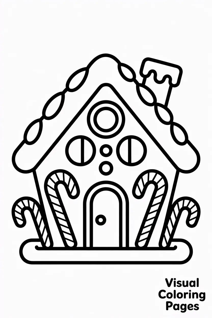 gingerbread house decorated with candy canes