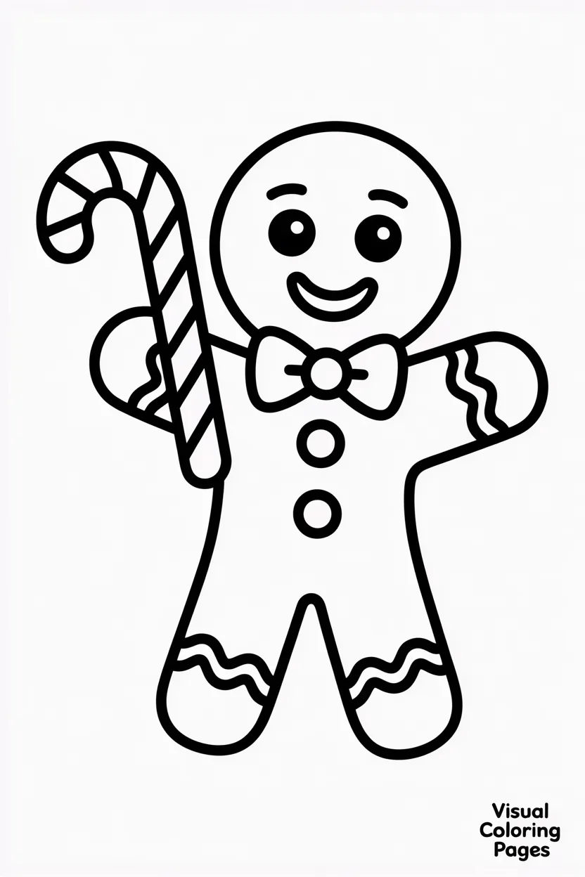gingerbread man holding a candy cane