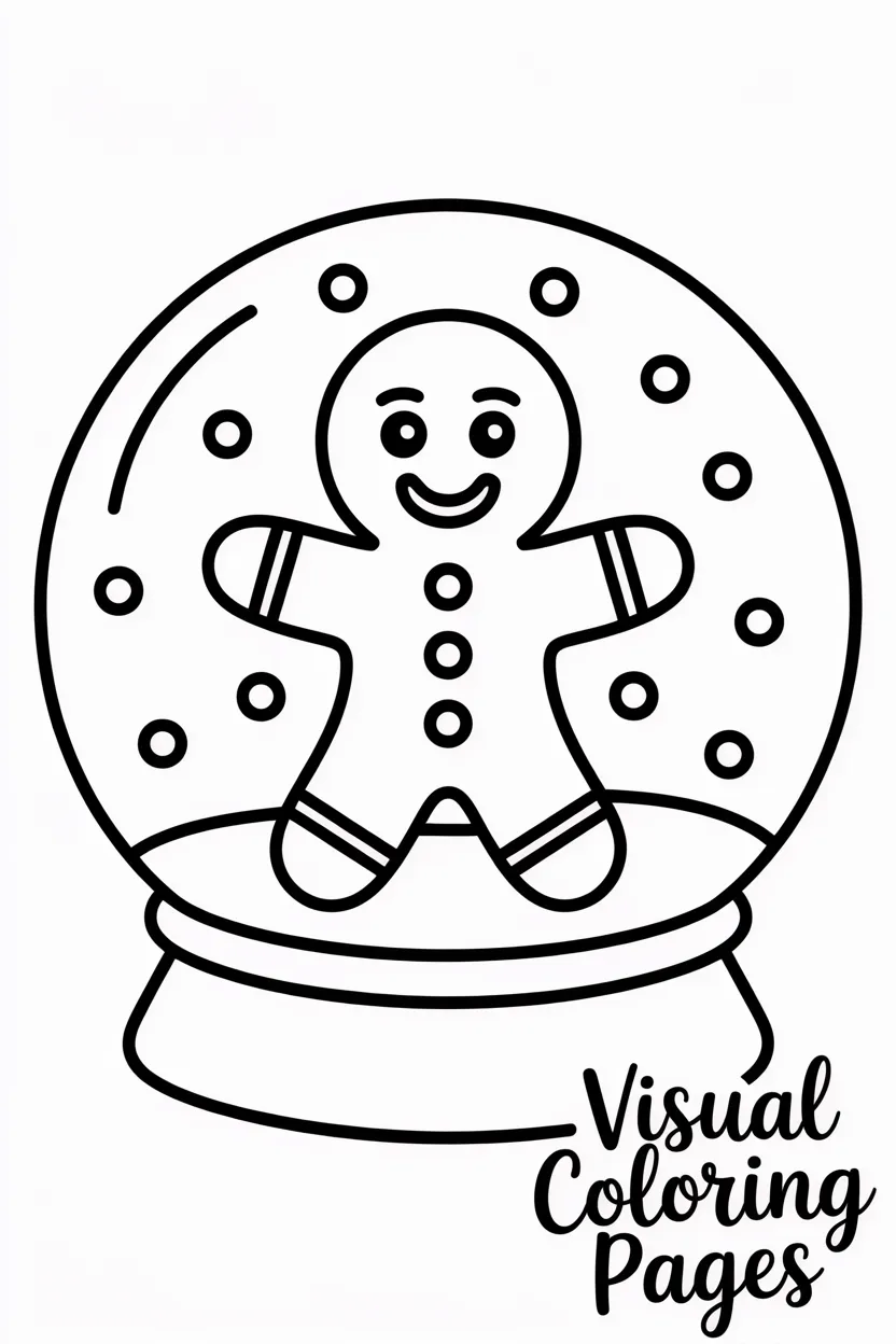 gingerbread man inside a snow globe with falling snow