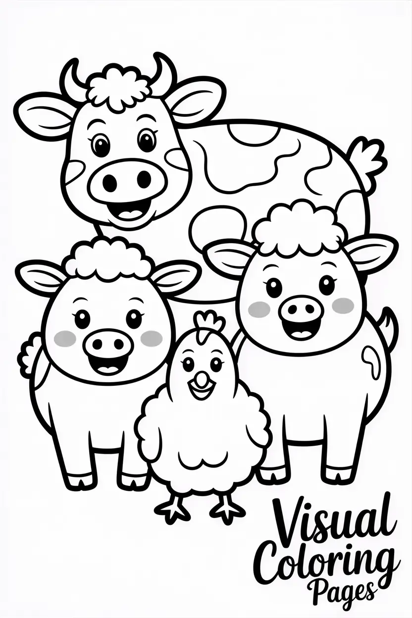 group of happy farm animals coco