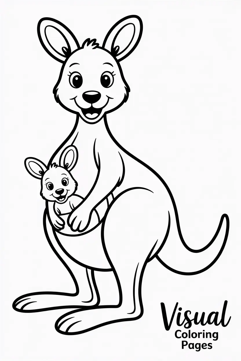 happy kangaroo with a baby joey in its pouch coco
