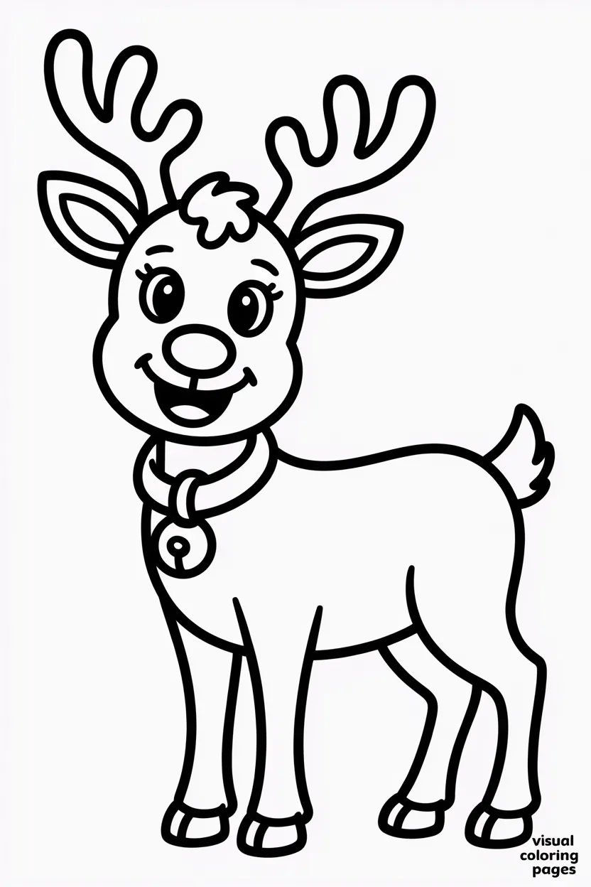 happy reindeer with a jingle bell collar