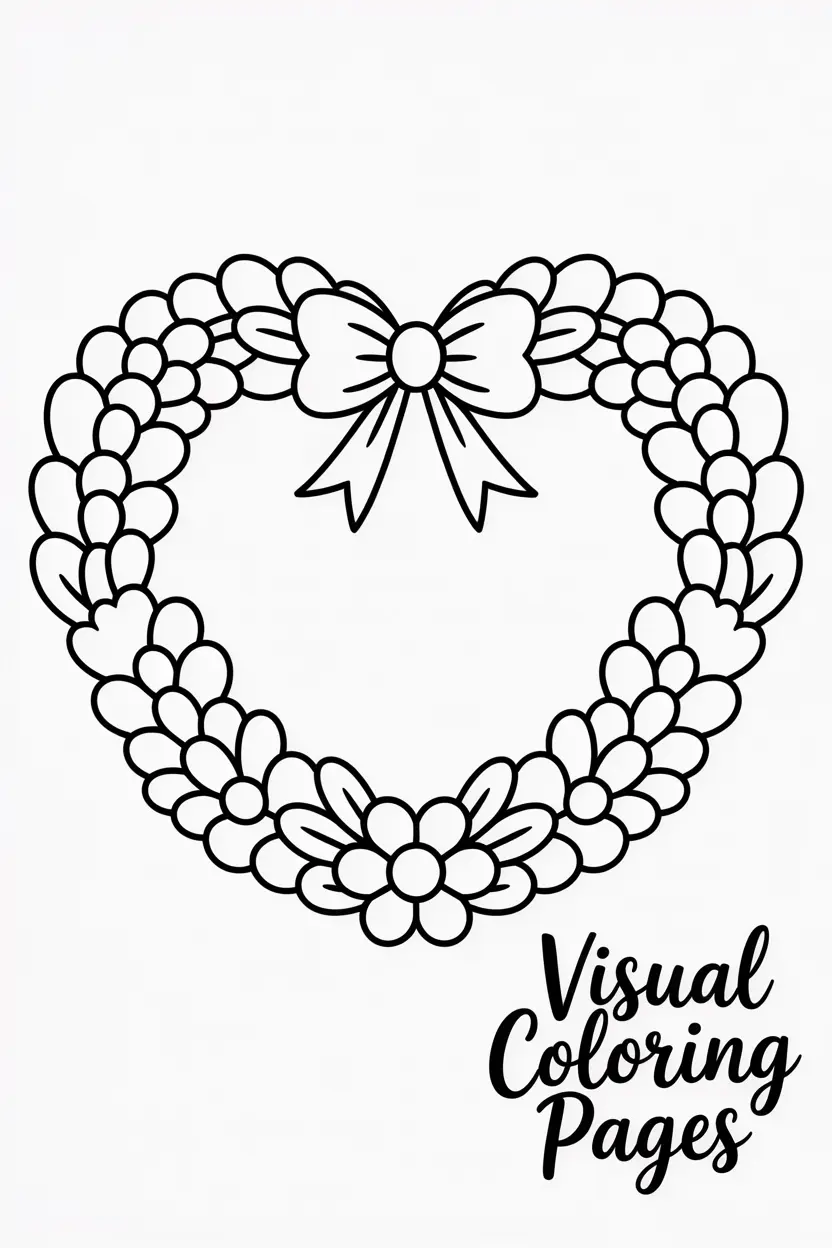 heart shaped wreath decorated with flowers and bows