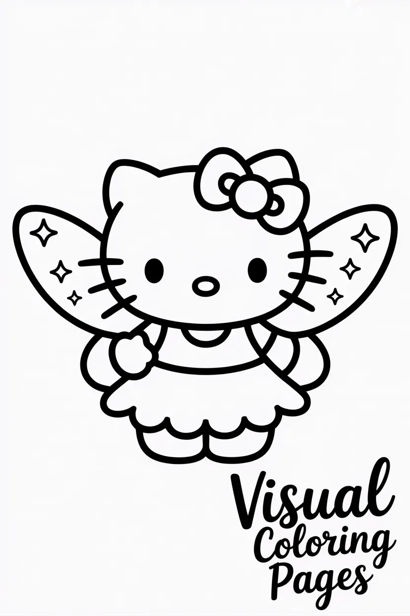 hello kitty dressed as a fairy with sparkly wings