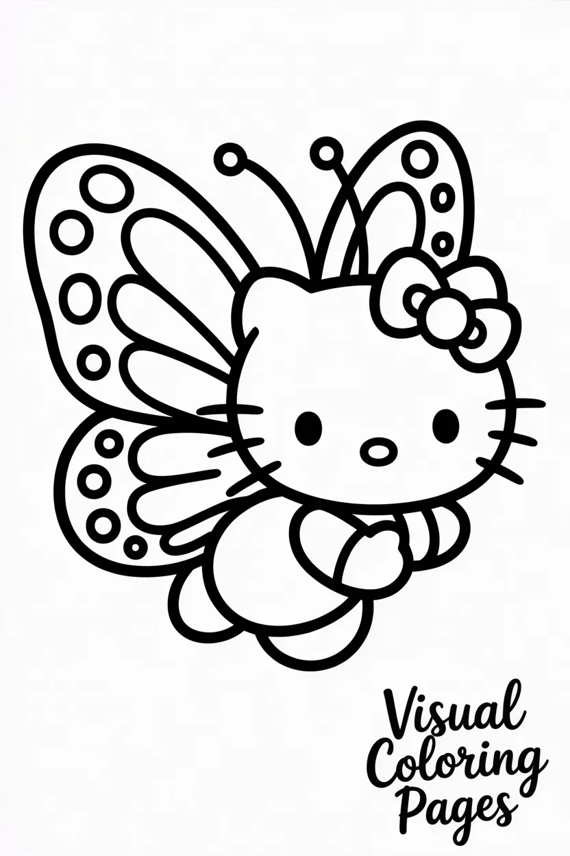 hello kitty flying with butterfly wings