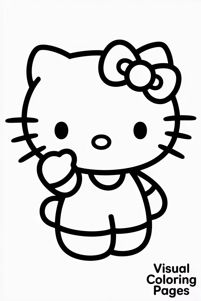 hello kitty waving and smiling wearing her classic bow