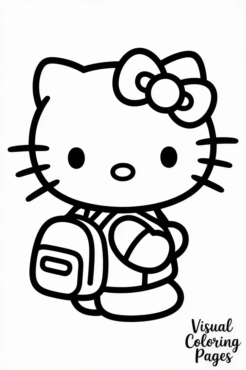 hello kitty with a backpack ready for school