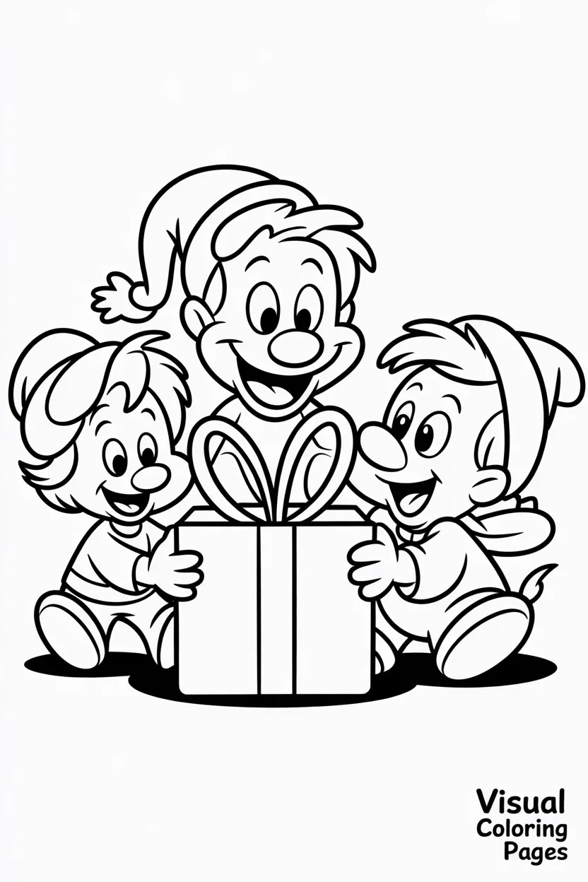 huey dewey and louie opening christmas presents with excitement