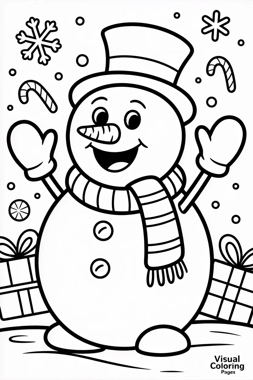 jolly looking snowman to color