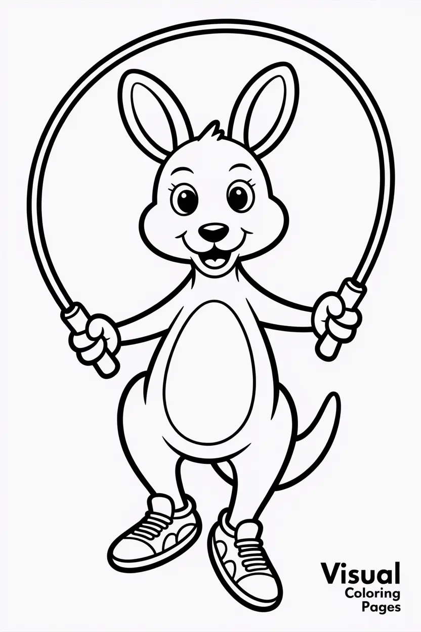 kangaroo wearing sneakers jumping rope kids