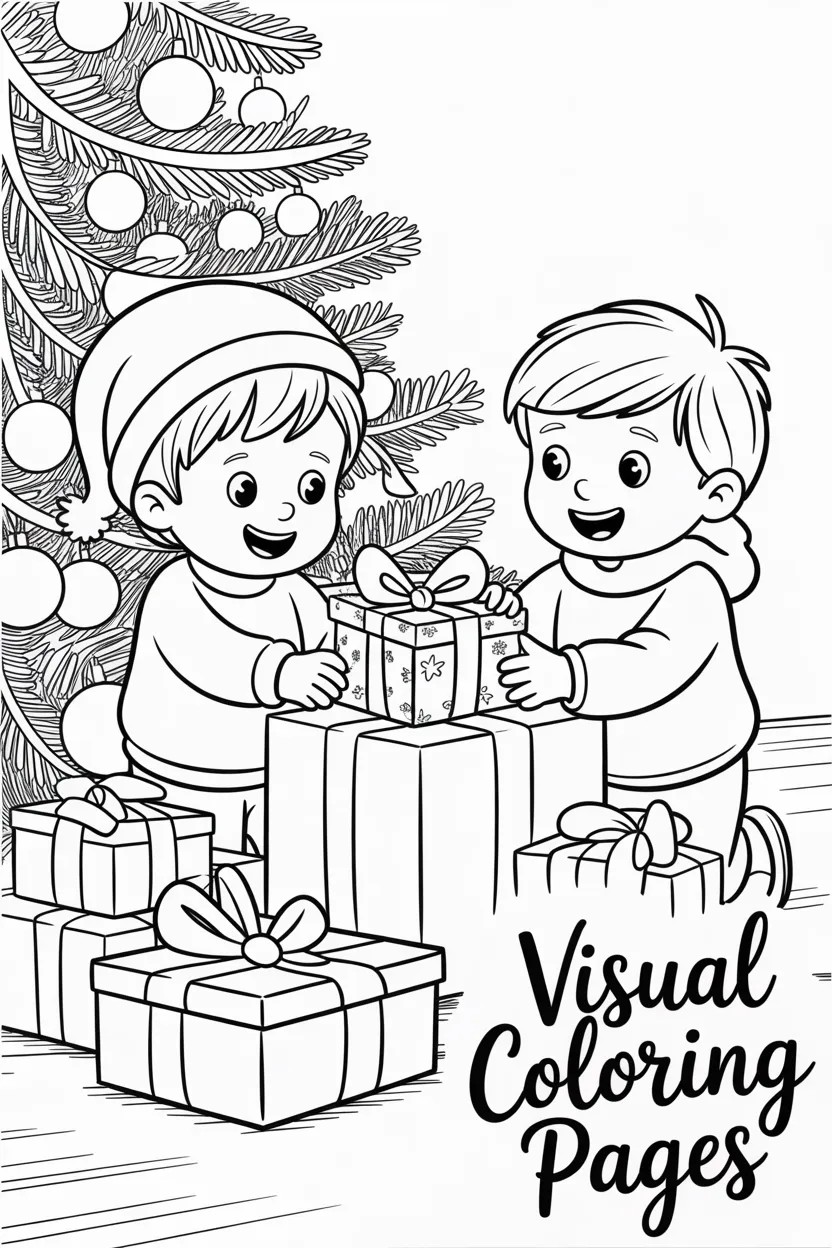 kids opening presents under the Christmas tree