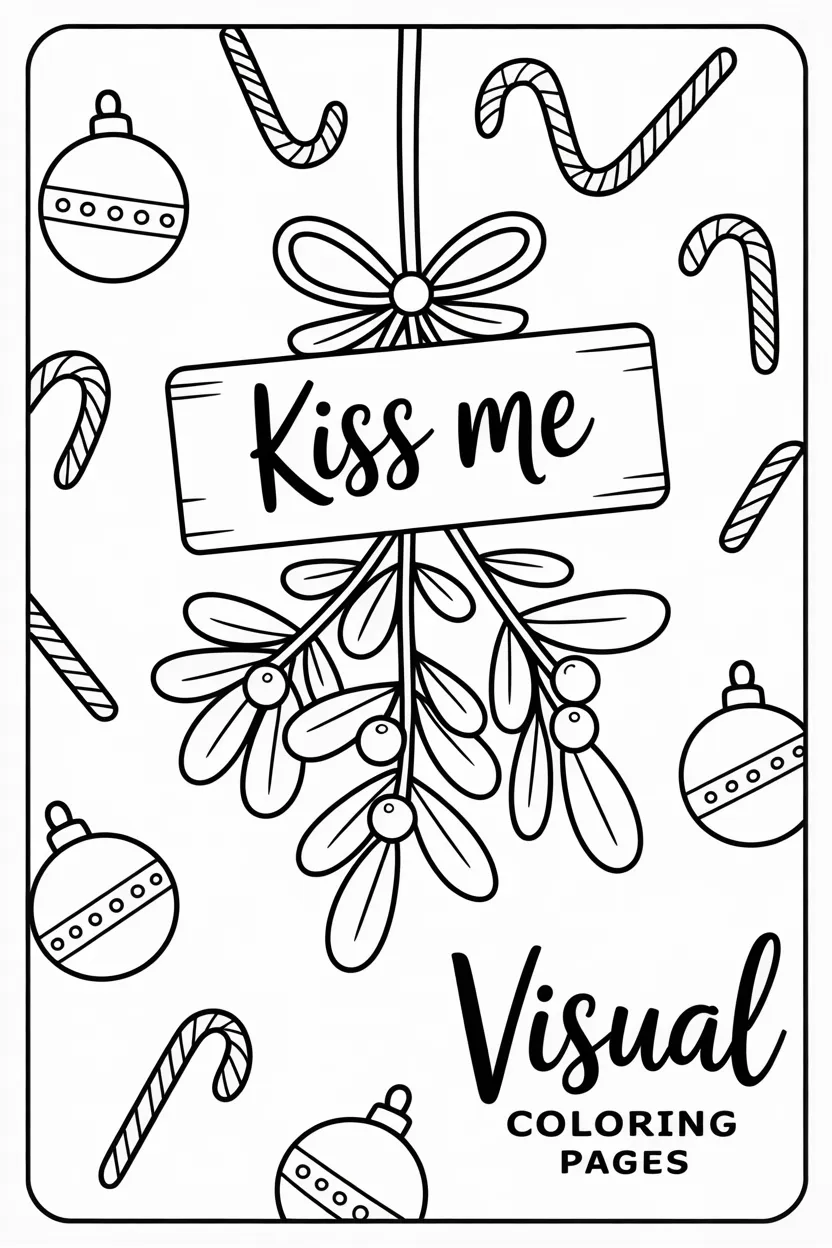 kiss me mistletoe coloring sheet