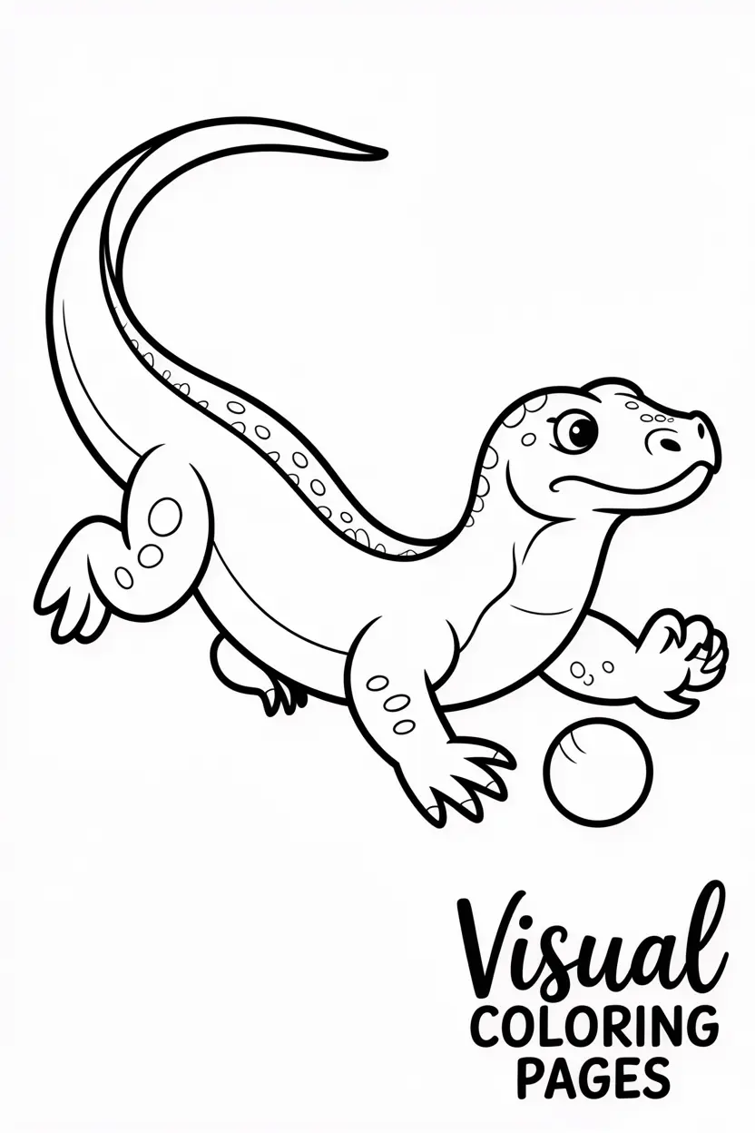 komodo dragon chasing a ball