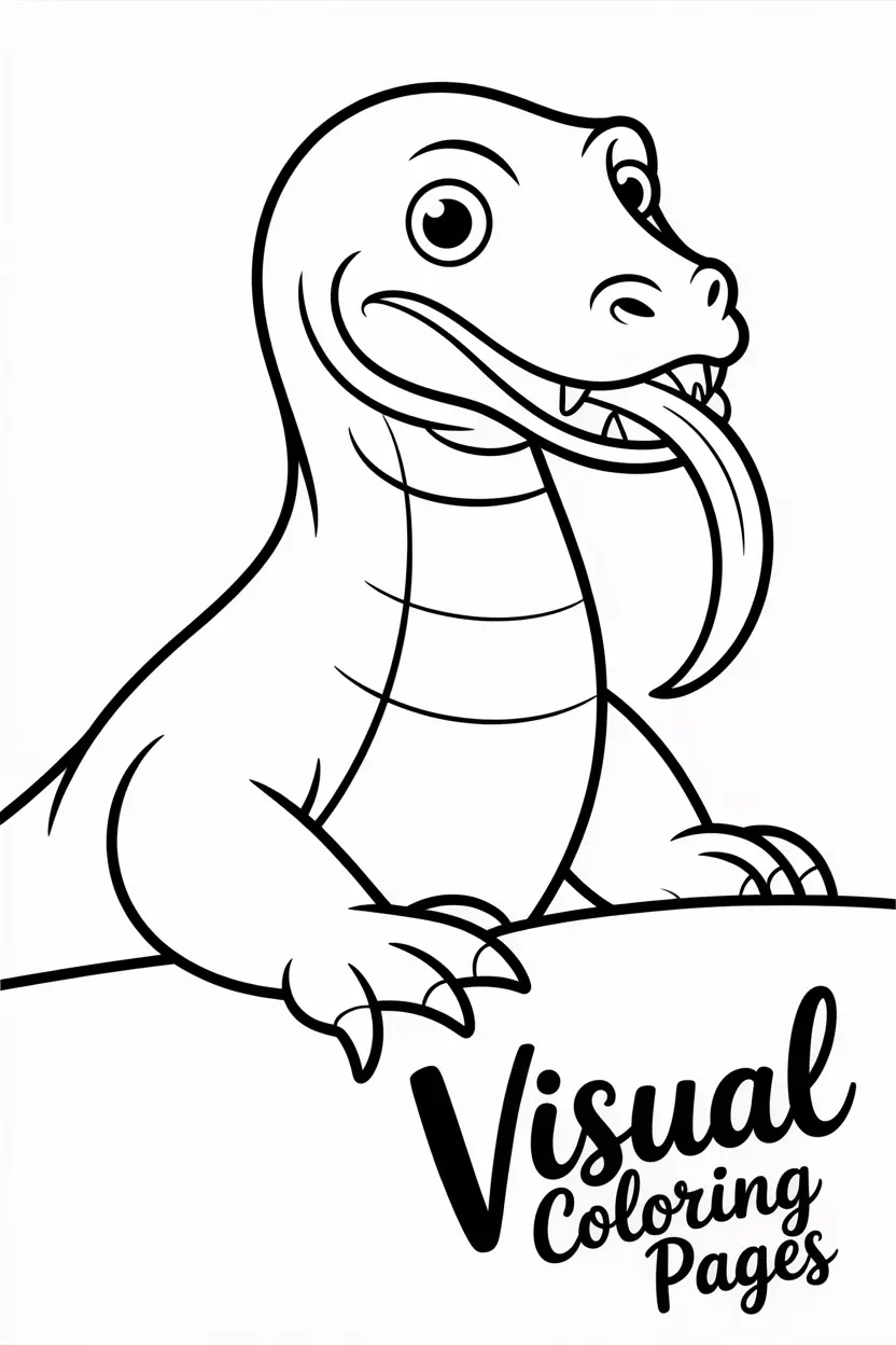 komodo dragon sticking out its long tongue
