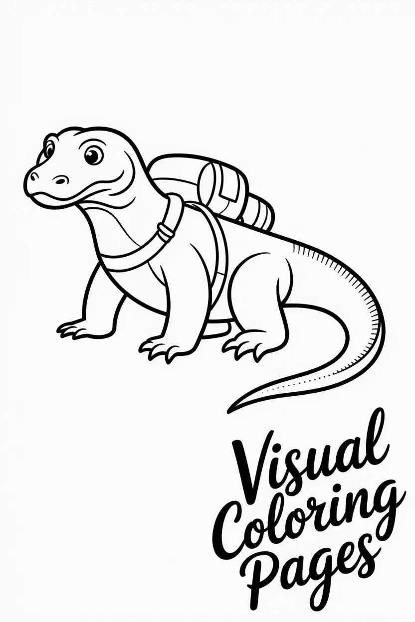 komodo dragon with a backpack