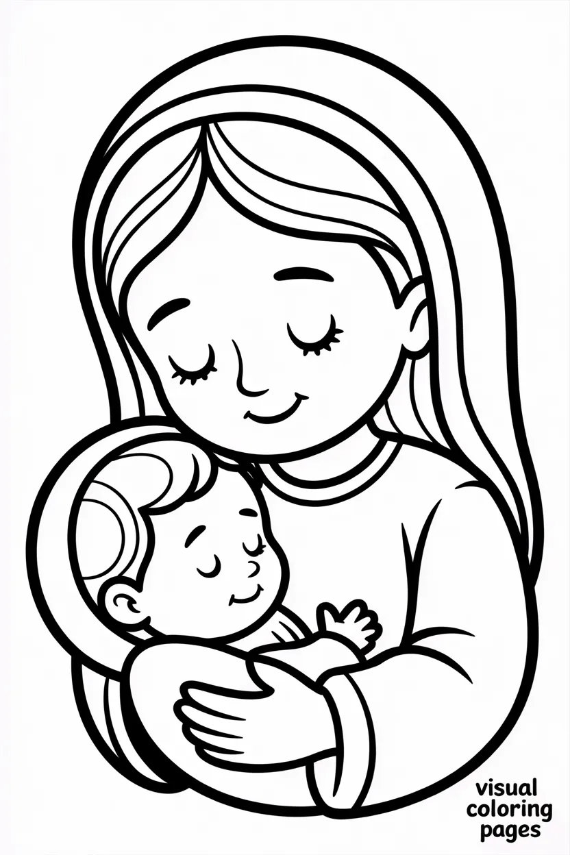 mary holding baby Jesus lovingly