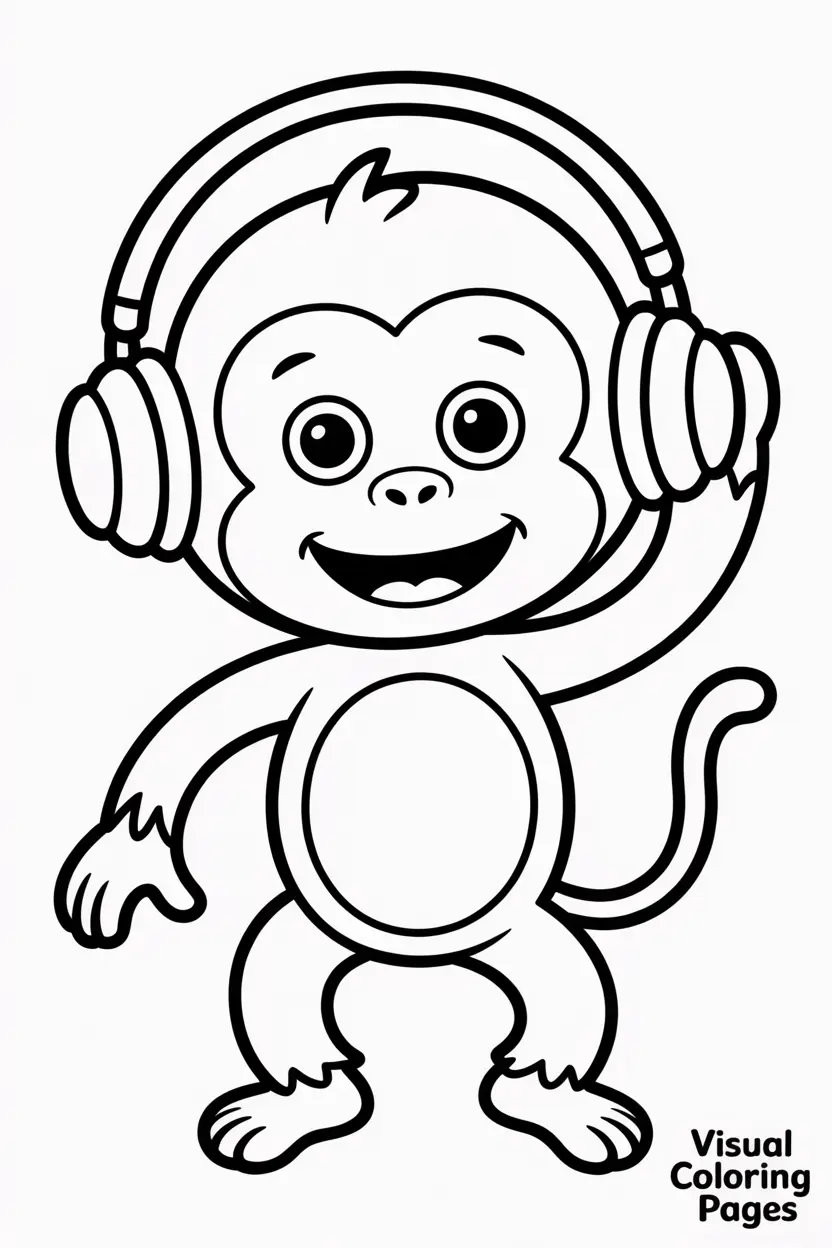 monkey wearing headphones dancing to music kids