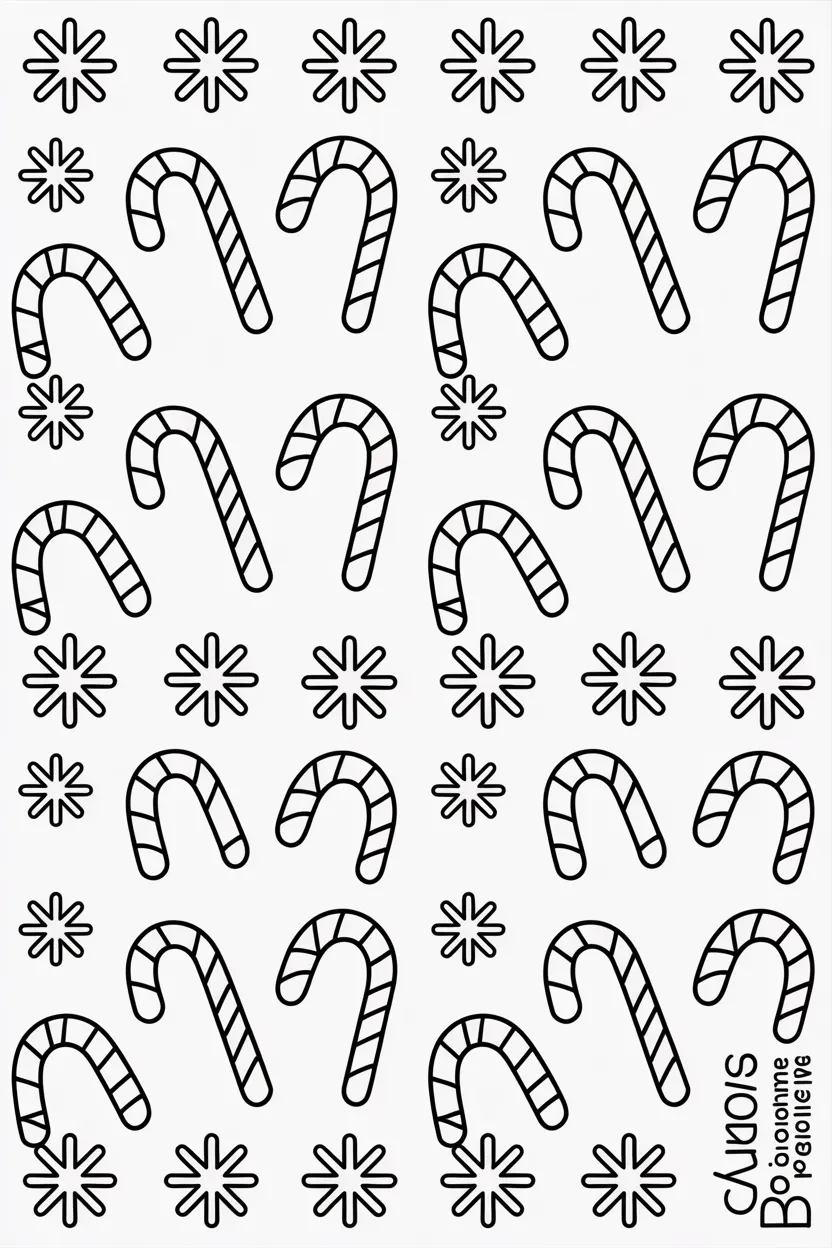 pattern of candy canes and snowflakes repeating