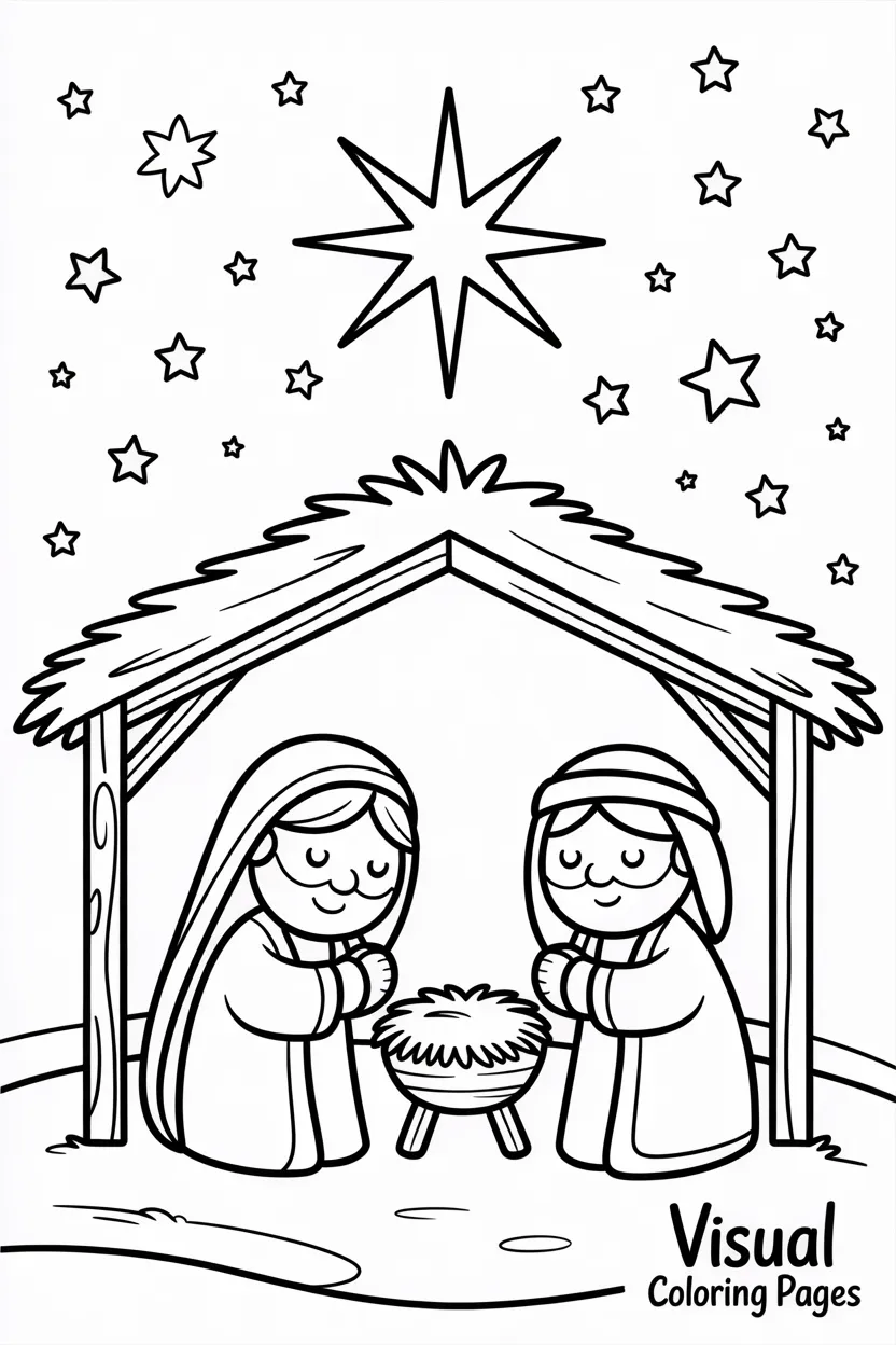 peaceful nativity scene at night