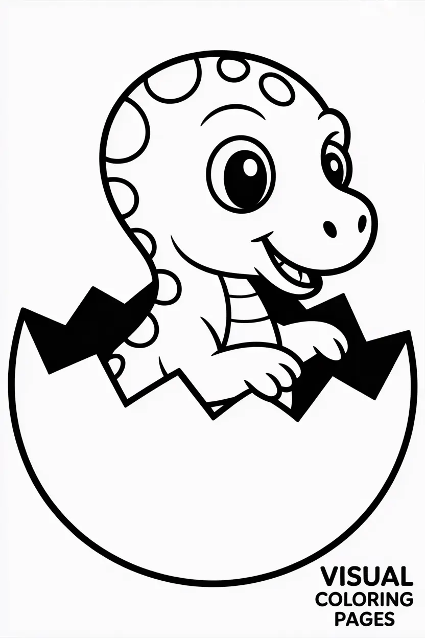 playful baby dinosaur hatching from an egg