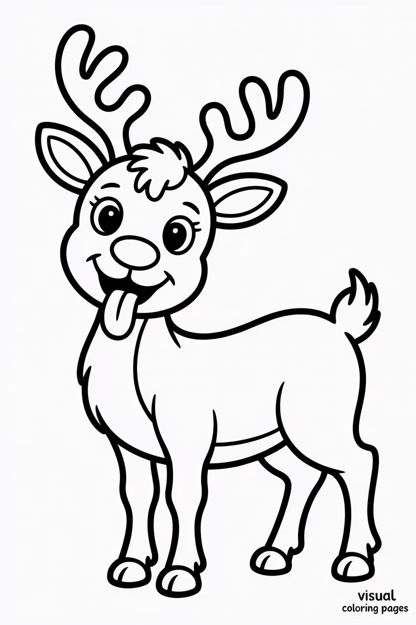 playful reindeer sticking out tongue
