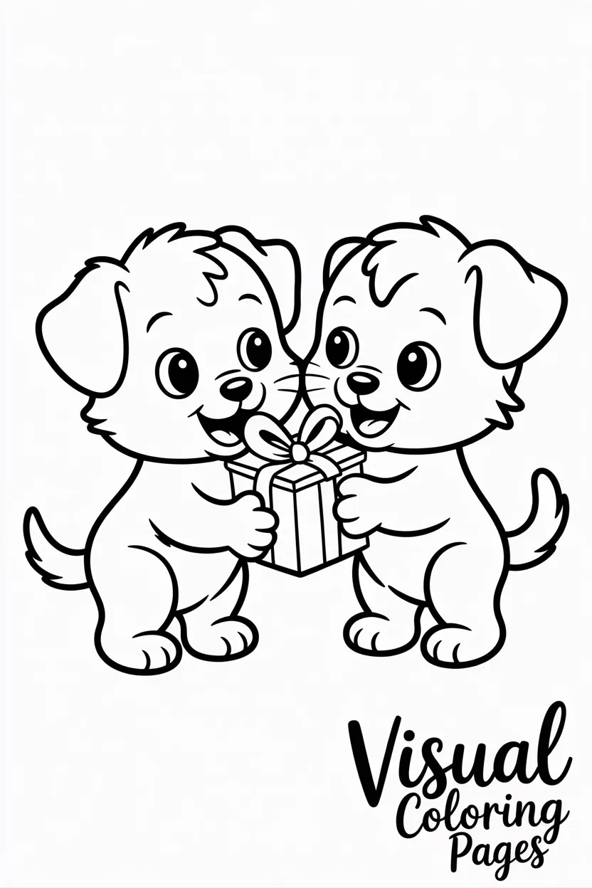 puppy and kitten exchanging gifts