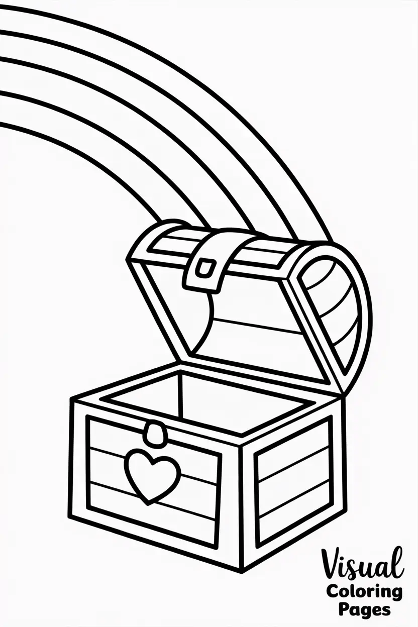 rainbow ending in a heart shaped treasure chest