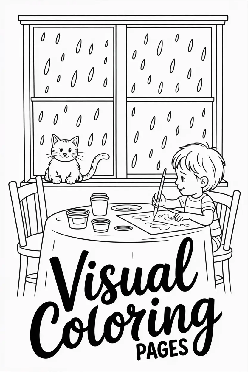 rainy day indoor scene