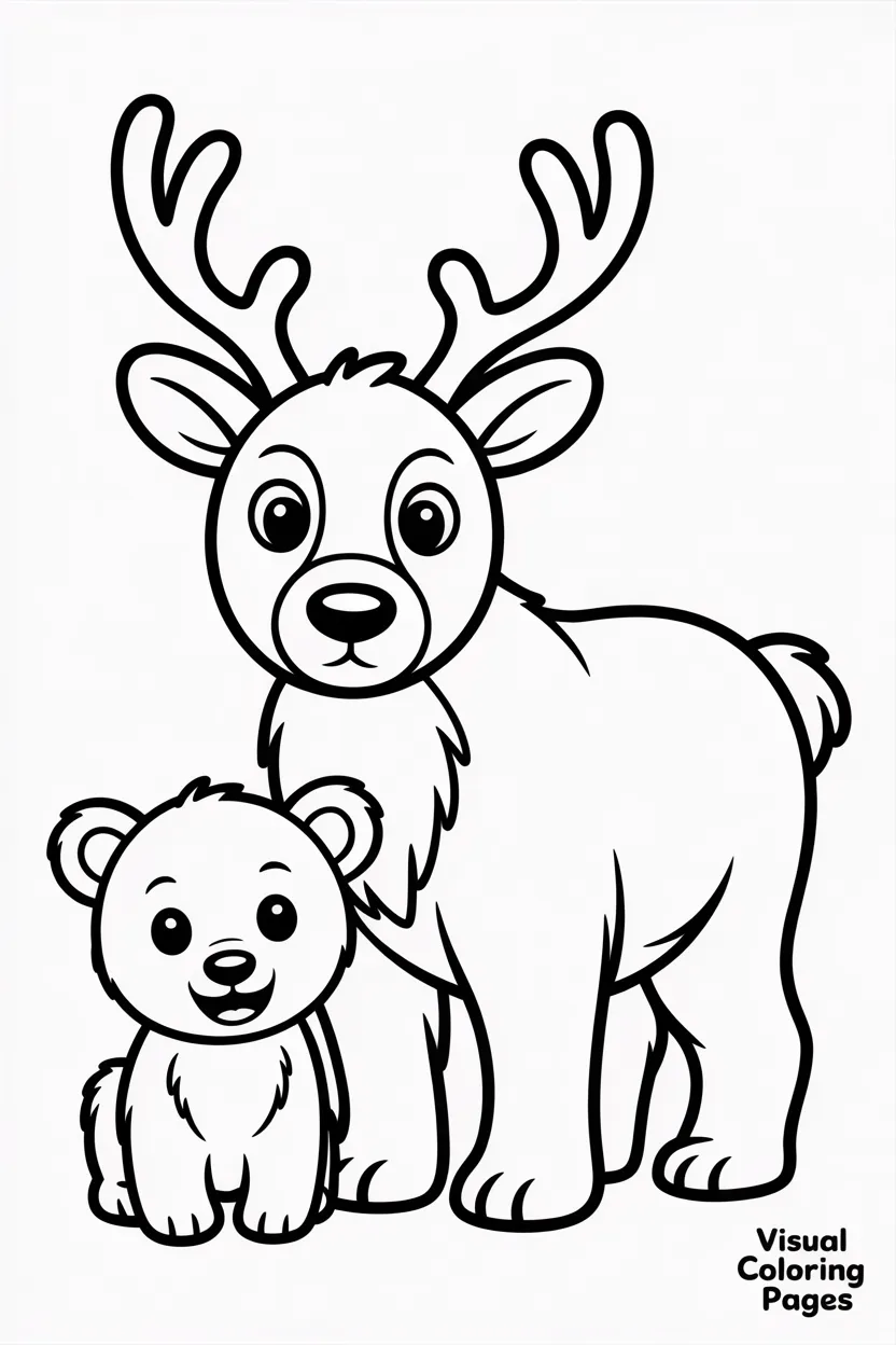 reindeer and polar bear cub together