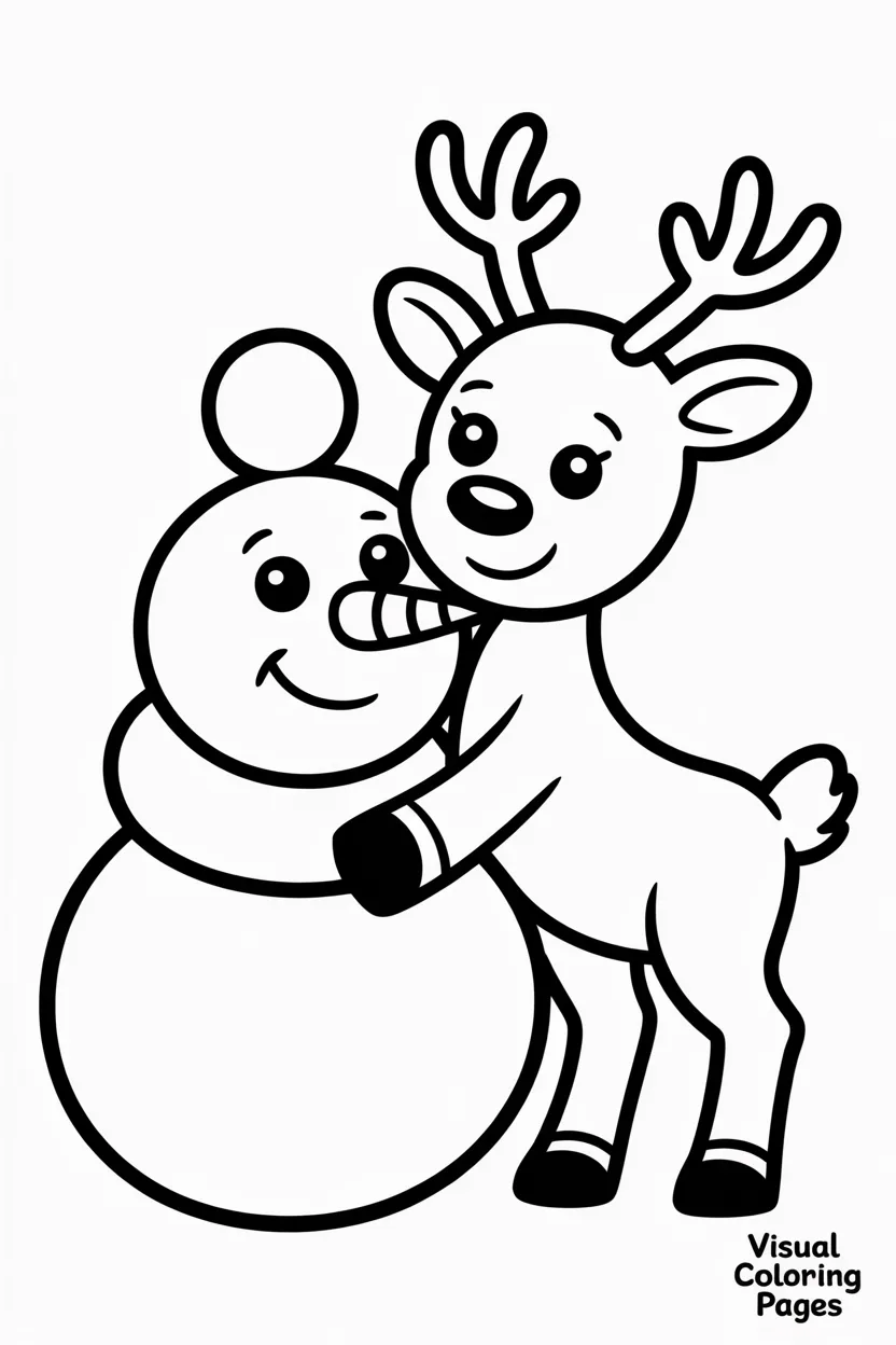 reindeer building a snowman