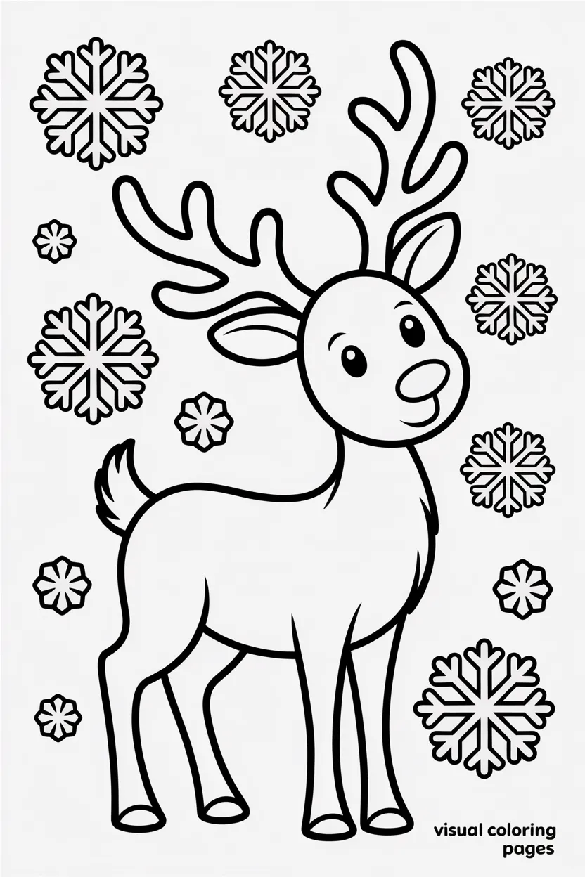 reindeer decorated with swirly doodle patterns