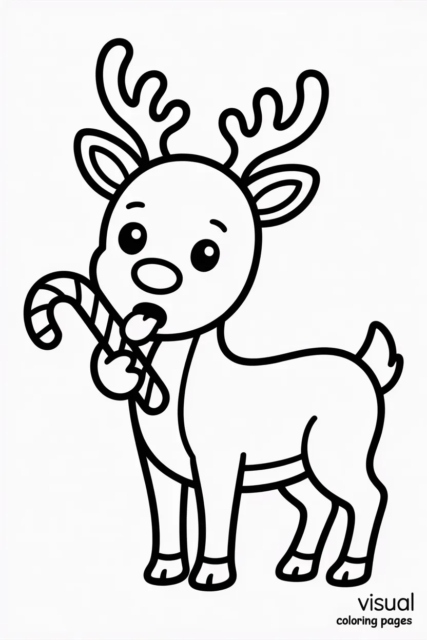 reindeer eating a candy cane