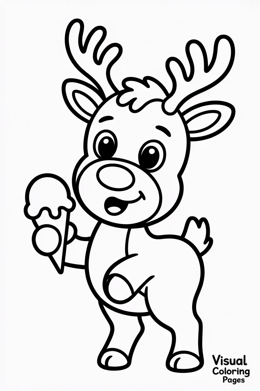 reindeer holding an ice cream cone