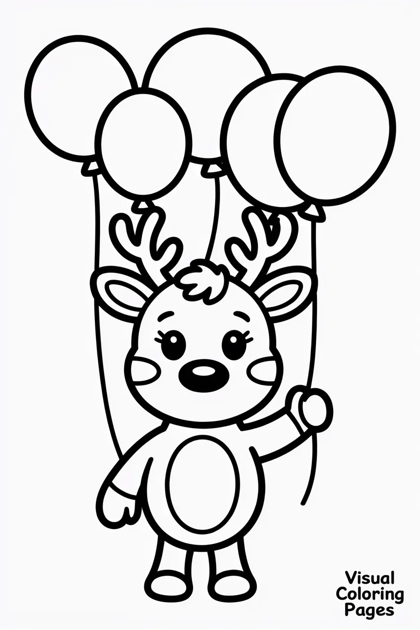 reindeer holding balloons