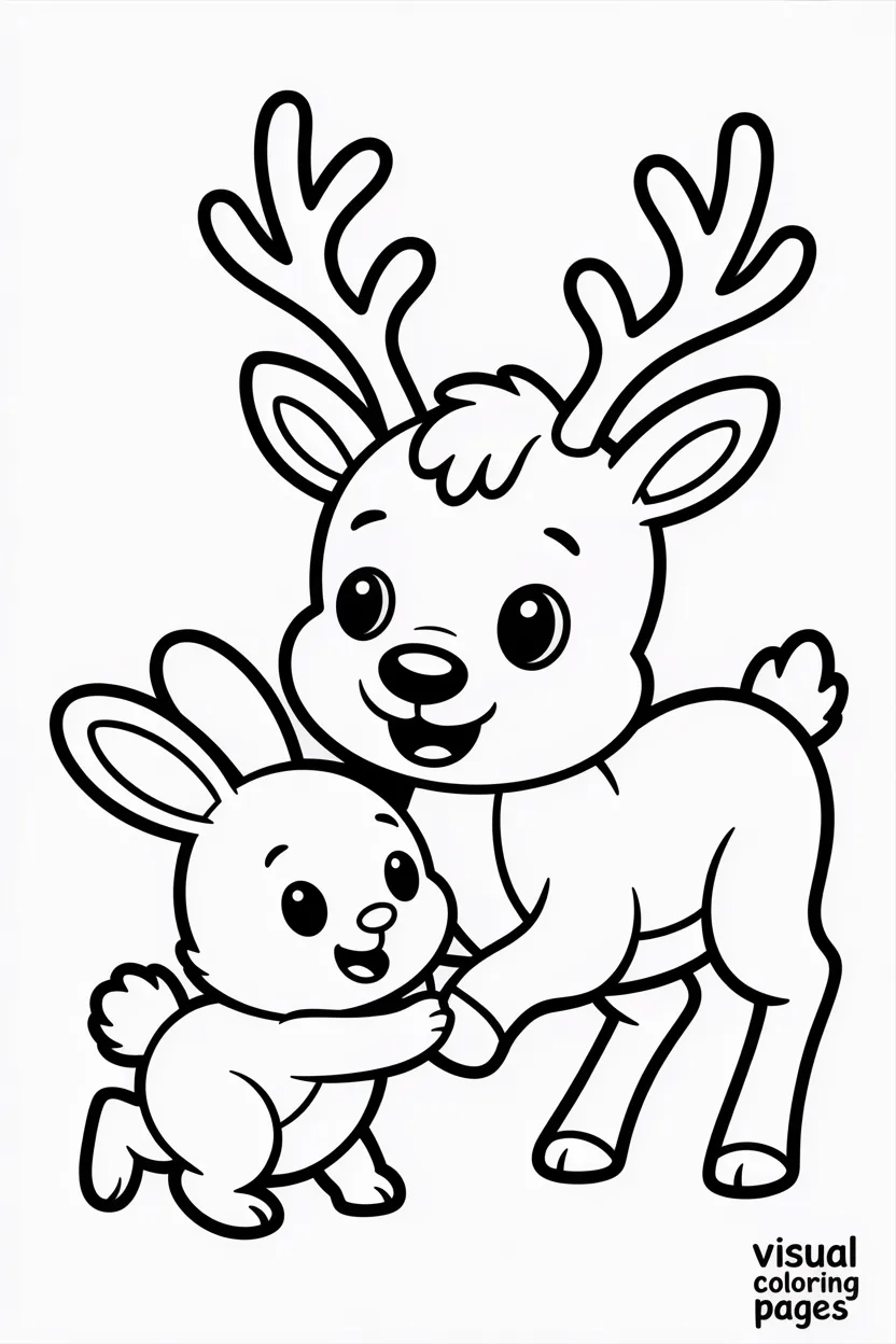 reindeer playing with snow bunny