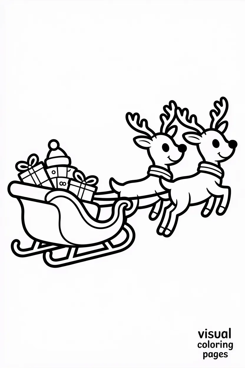 reindeer pulling sled with children