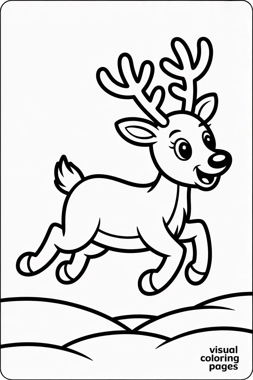 reindeer running through snowy hills