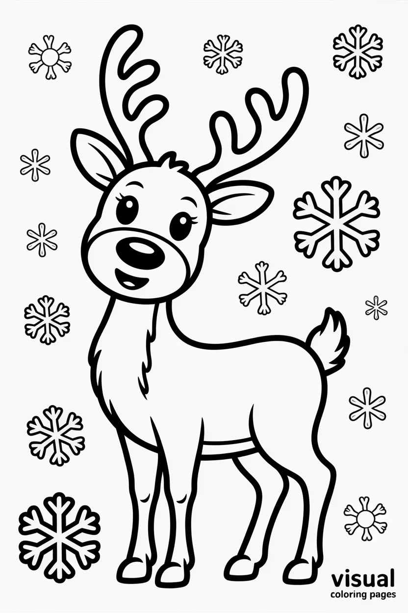reindeer surrounded by geometric snowflakes