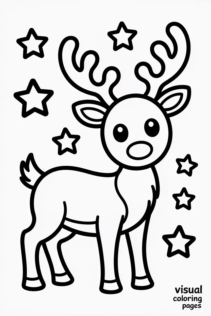 reindeer surrounded by snowflakes