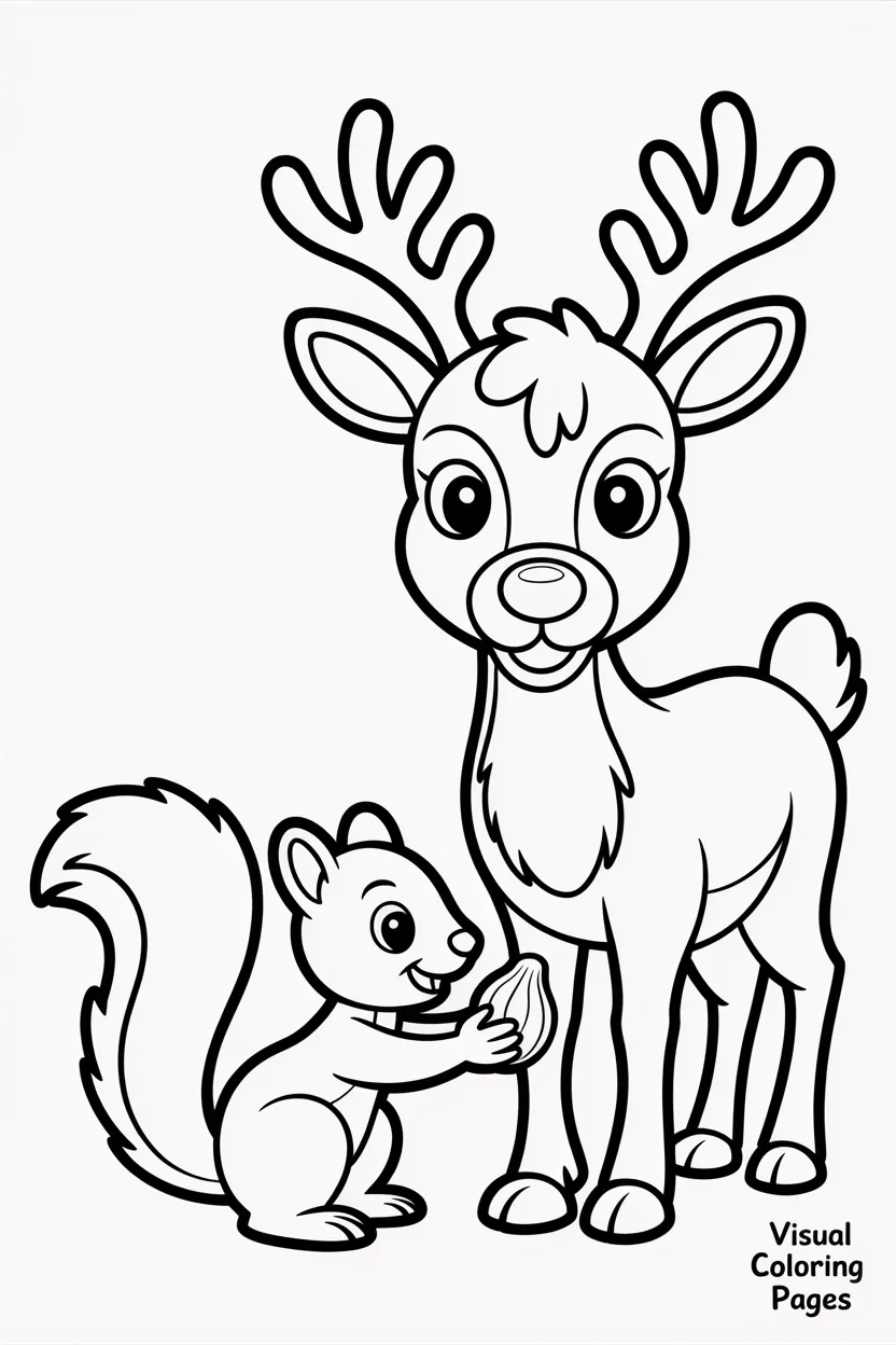 reindeer with a squirrel offering a nut